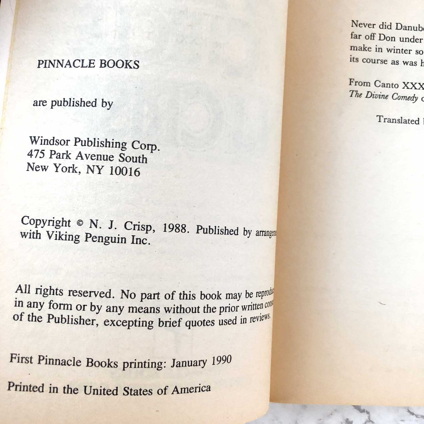 The Ninth Circle by N.J. Crisp [FIRST PAPERBACK PRINTING / 1990]