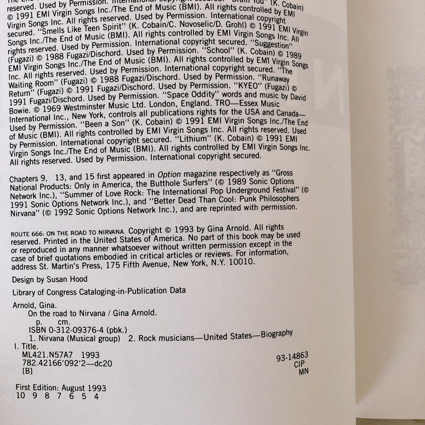 Route 666: On the Road to Nirvana by Gina Arnold [FIRST EDITION / 1993]