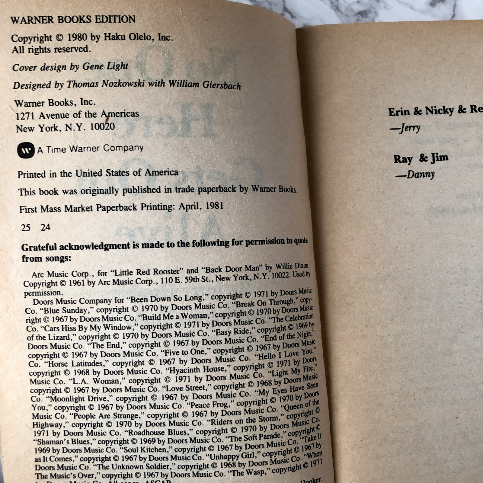 No One Here Gets Out Alive by Jerry Hopkins & Danny Sugarman [1981 PAPERBACK] - Bookshop Apocalypse