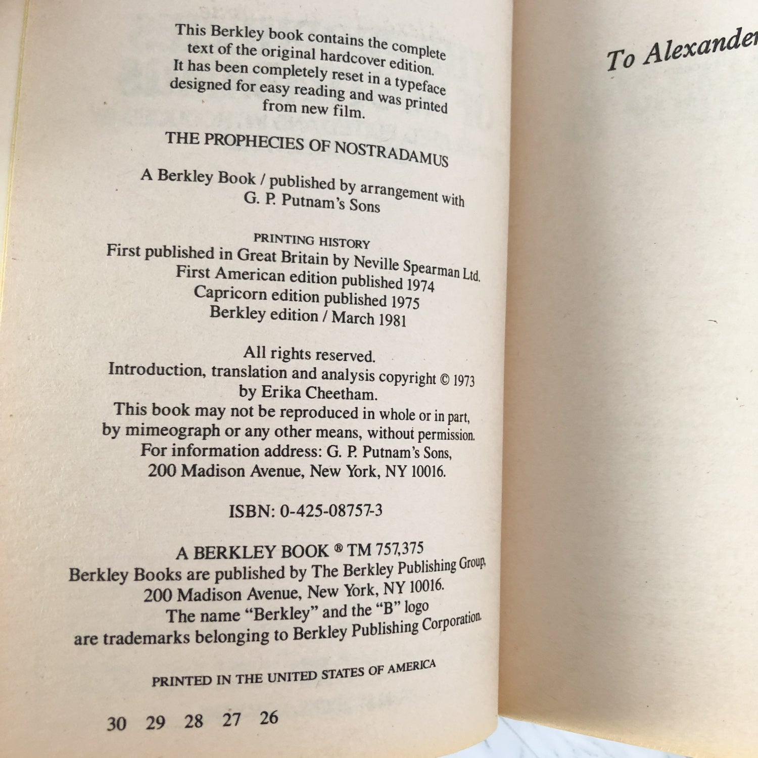 The Man Who Saw Tomorrow: The Prophecies of Nostradamus [1981 PAPERBACK] - Bookshop Apocalypse