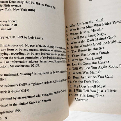 Number the Stars by Lois Lowry [FIRST PAPERBACK EDITION] 1990