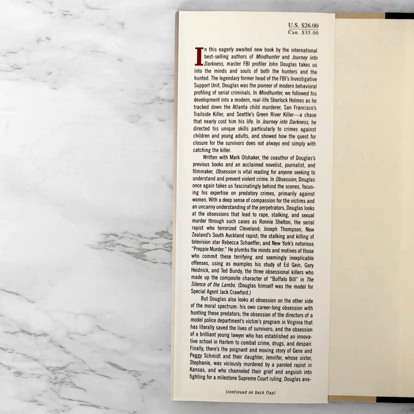 Obsession by John Douglas & Mark Olshaker [FIRST EDITION / FIRST PRINTING] 1998 / Mindhunter #3