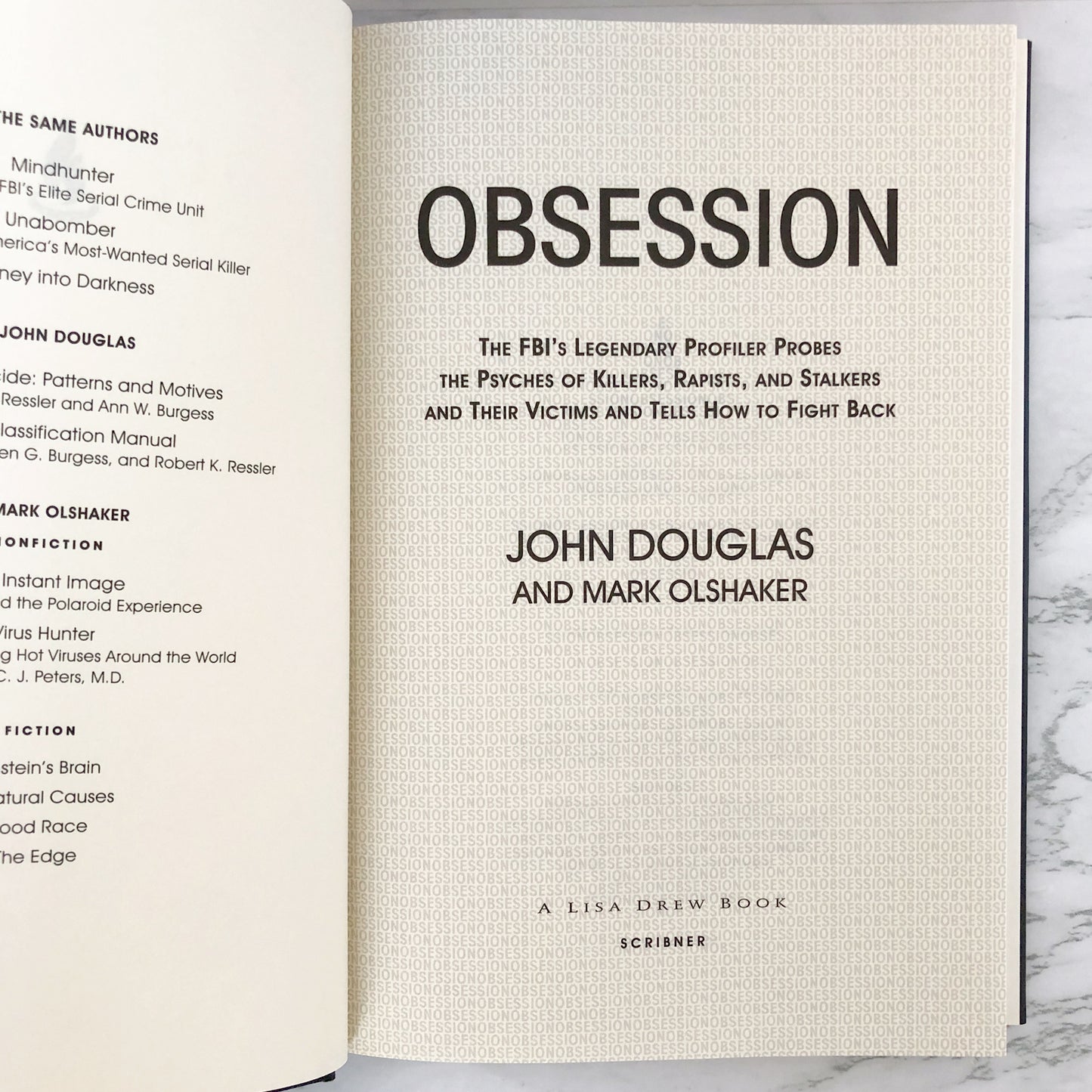 Obsession by John Douglas & Mark Olshaker [FIRST EDITION / FIRST PRINTING] 1998 / Mindhunter #3