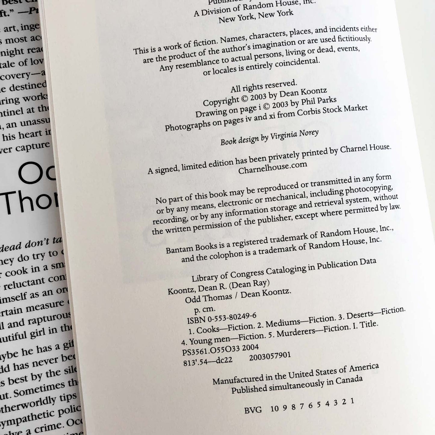 Odd Thomas by Dean Koontz [FIRST EDITION / FIRST PRINTING] 2003