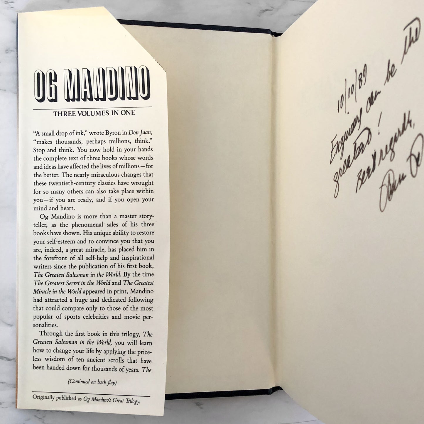 Three Volumes in One by Og Mandino [FIRST EDITION ANTHOLOGY / 1985]