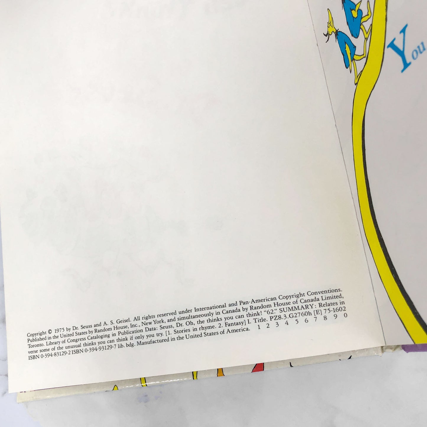 Oh the Thinks You Can Think! by Dr. Seuss [FIRST EDITION • FIRST PRINTING] 1975 • Beginner Books