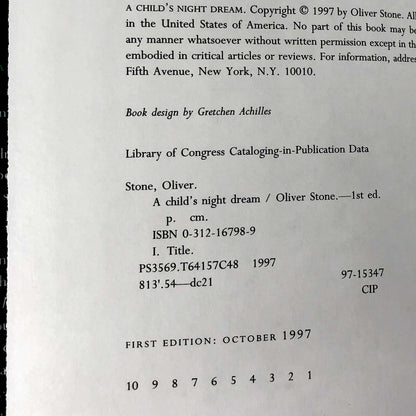 A Child's Night Dream by Oliver Stone [FIRST EDITION / FIRST PRINTING] 1997