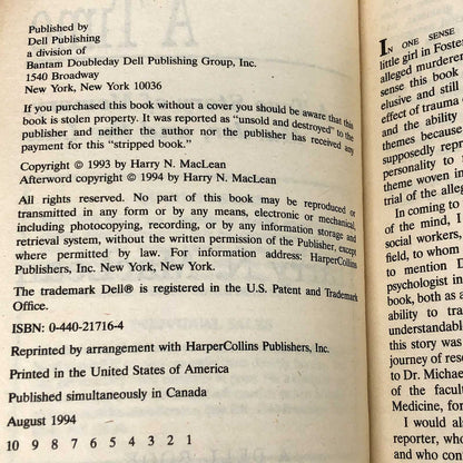 Once Upon a Time: A True Story of Memory, Murder & the Law by Harry MacLean [FIRST PAPERBACK PRINTING] 1994