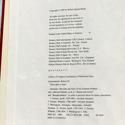 Once Upon a Time! • A Story of the Brothers Grimm by Robert M. Quackenbush [FIRST EDITION • FIRST PRINTING] • 1985