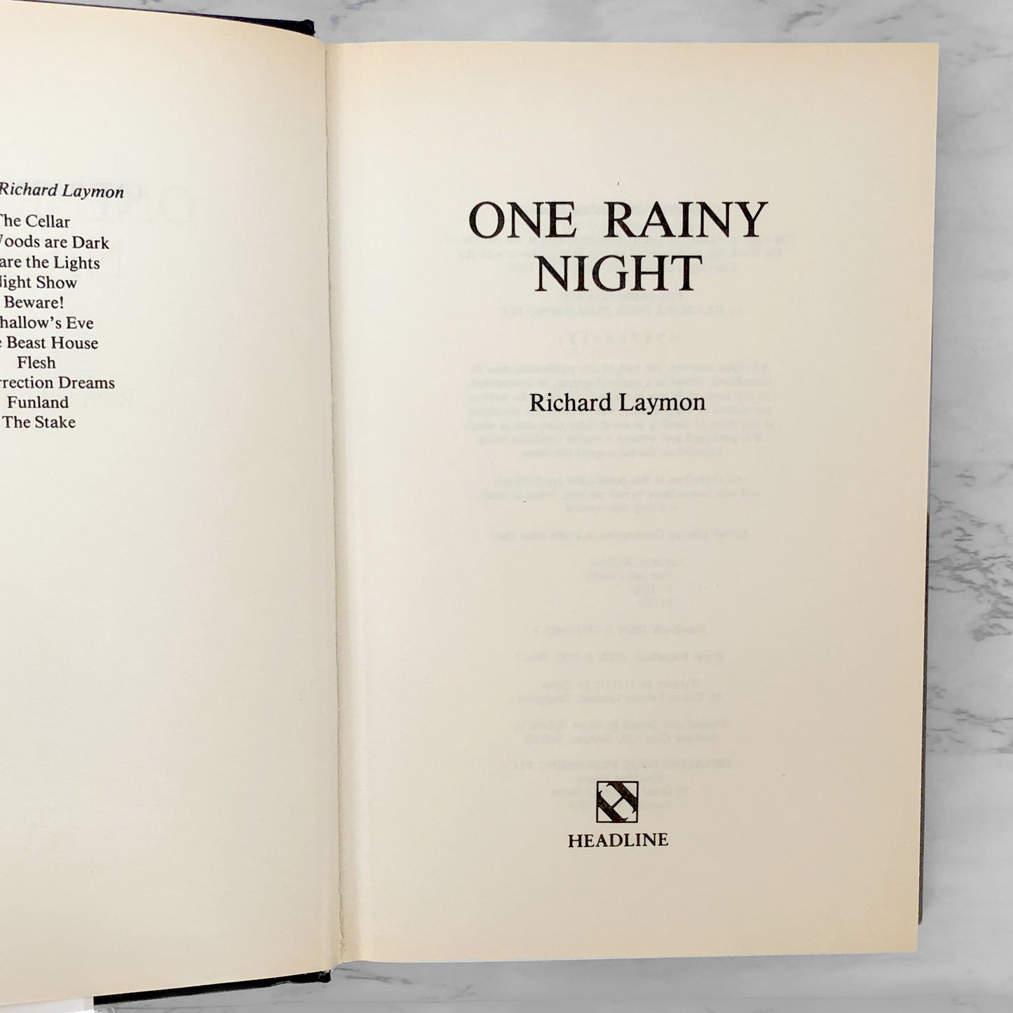 One Rainy Night by Richard Laymon [1991 U.K. FIRST EDITION / FIRST PRINTING]