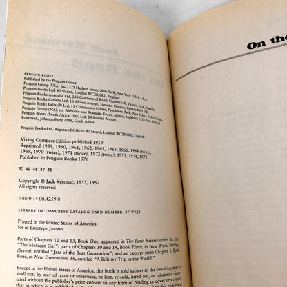 On the Road by Jack Kerouac [1976 TRADE PAPERBACK] • Penguin • 90's Ginsberg Cover