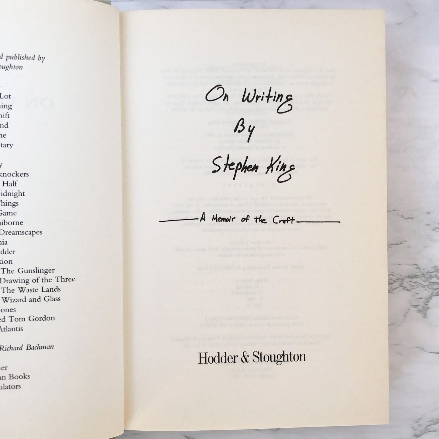 On Writing: A Memoir of the Craft by Stephen King [U.K. FIRST EDITION / FIRST PRINTING] 2000