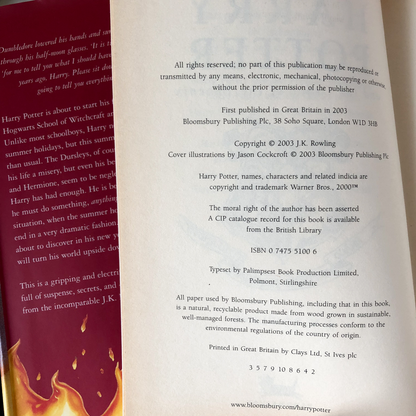 Harry Potter and the Order of the Phoenix [UK FIRST EDITION] - Bookshop Apocalypse