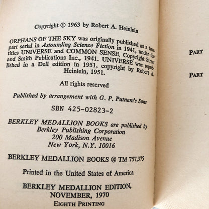 Orphans of the Sky by Robert Heinlein [1970 PAPERBACK]