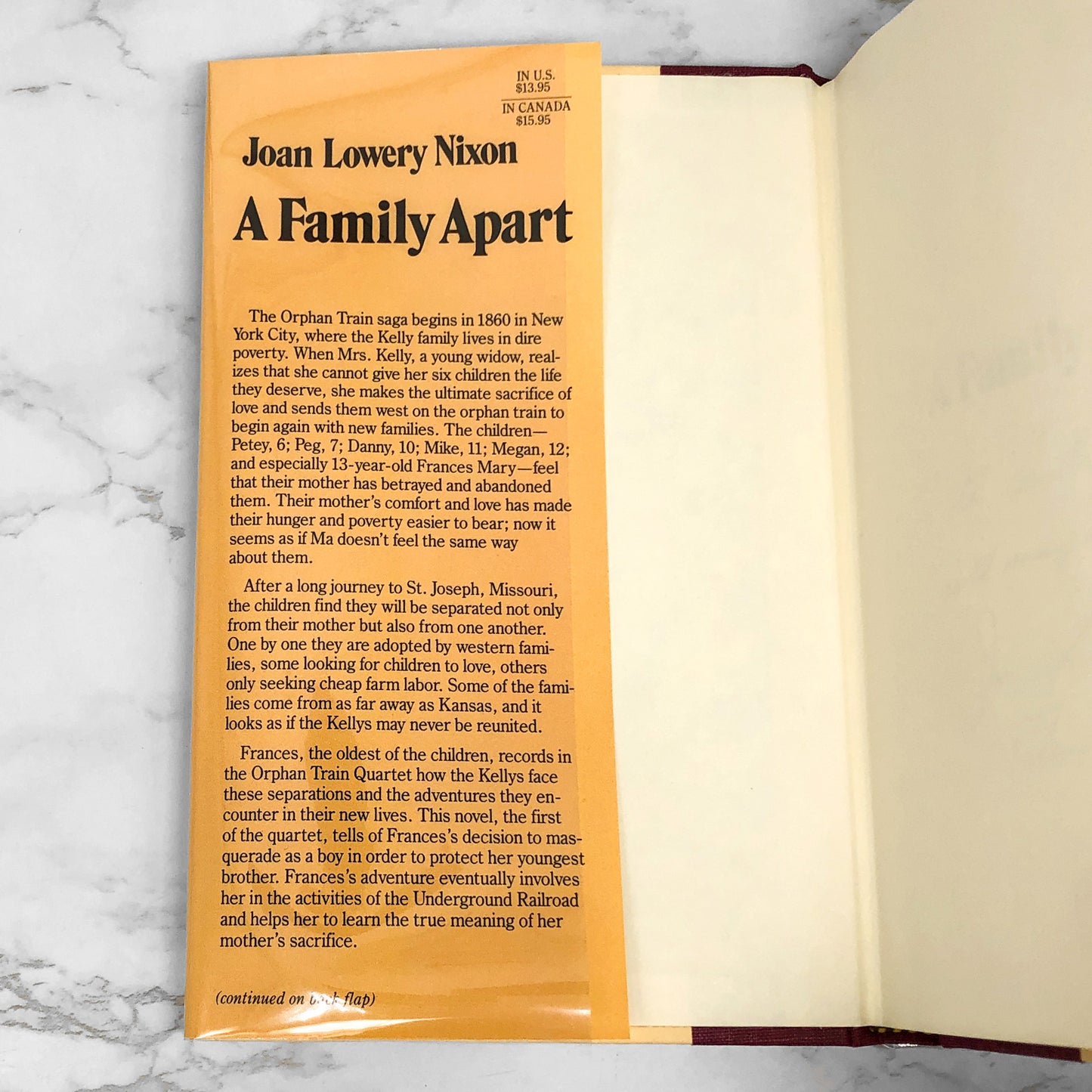 A Family Apart by Joan Lowery Nixon SIGNED! [FIRST EDITION] 1987 • Orphan Train #1