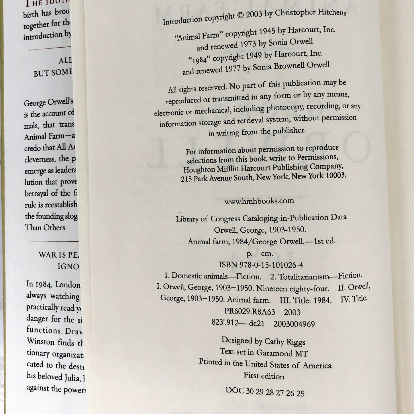 Animal Farm and 1984 by George Orwell [2003 HARDCOVER ANTHOLOGY]