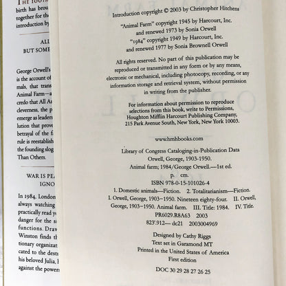 Animal Farm and 1984 by George Orwell [2003 HARDCOVER ANTHOLOGY]