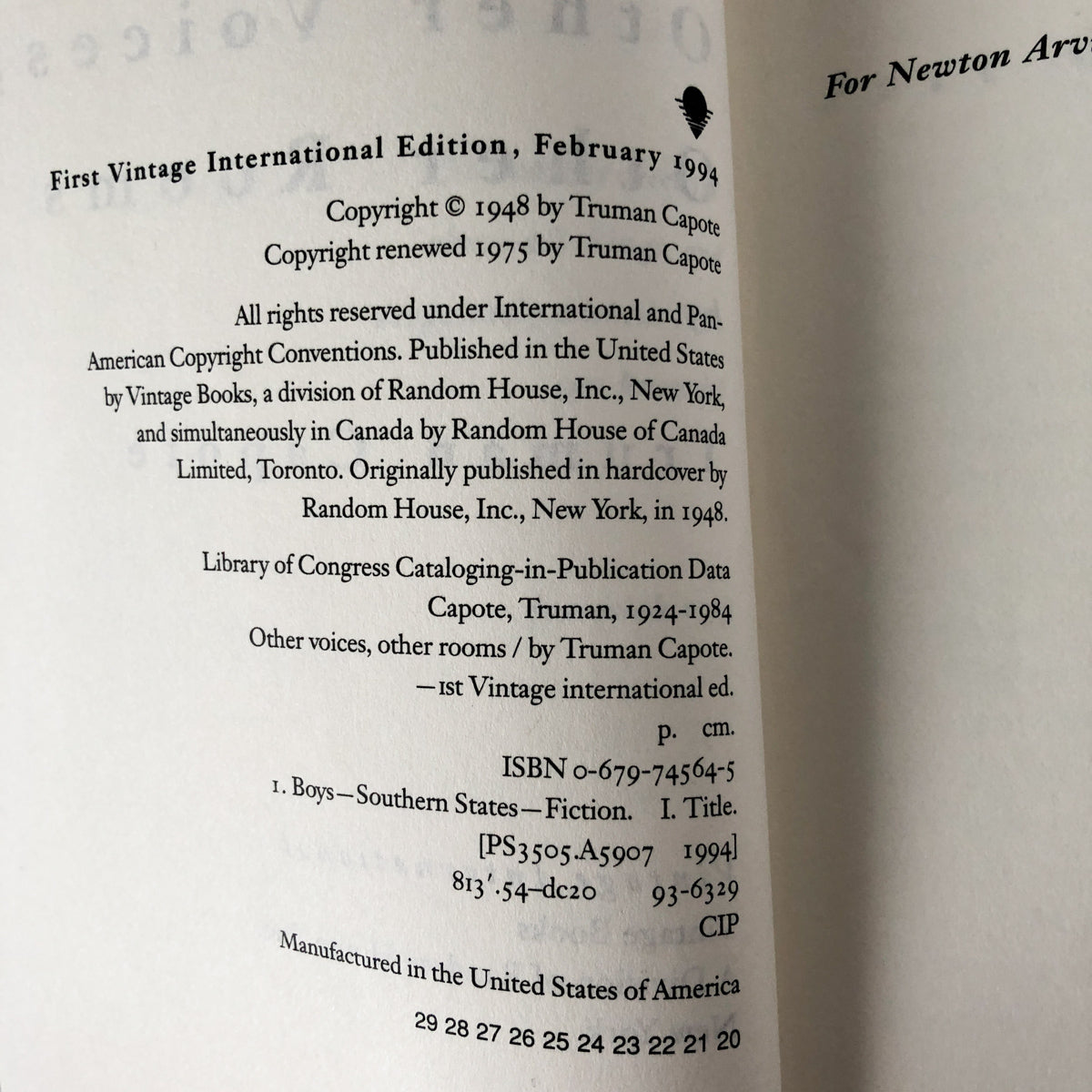 Other Voices, Other Rooms by Truman Capote [TRADE PAPERBACK / 1994] - Bookshop Apocalypse
