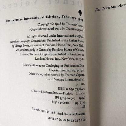 Other Voices, Other Rooms by Truman Capote [TRADE PAPERBACK / 1994] - Bookshop Apocalypse