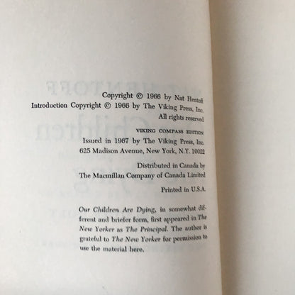 Our Children Are Dying by Nat Hentoff [1966 PAPERBACK] - Bookshop Apocalypse
