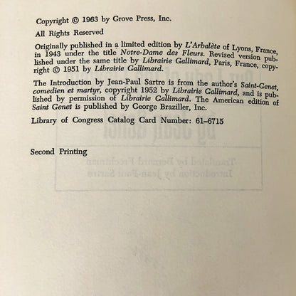 Our Lady of the Flowers by Jean Genet [U.S. FIRST EDITION] 1963 • Grove Press