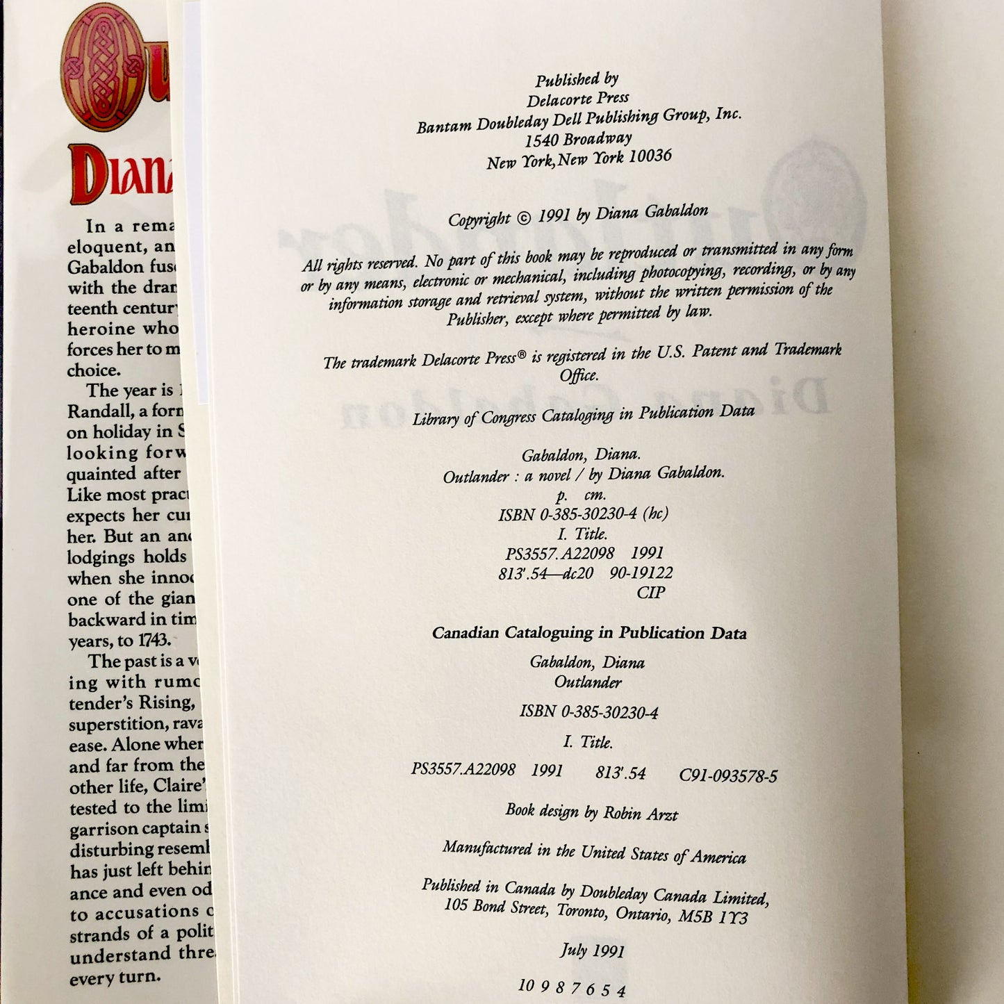 Outlander by Diana Gabaldon [FIRST EDITION / FOURTH PRINTING] 1991