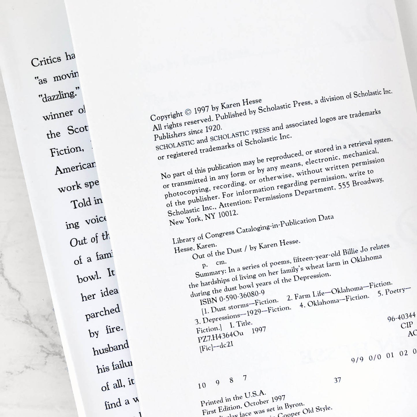 Out of the Dust by Karen Hesse [FIRST EDITION] 1997