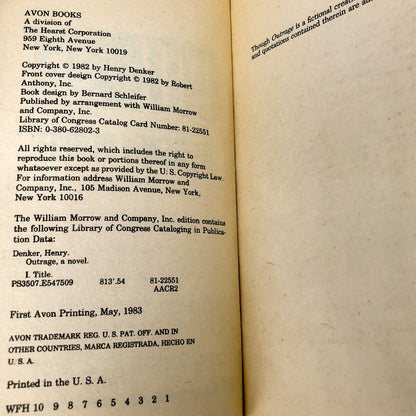 Outrage by Henry Denker [1983 FIRST PAPERBACK PRINTING]