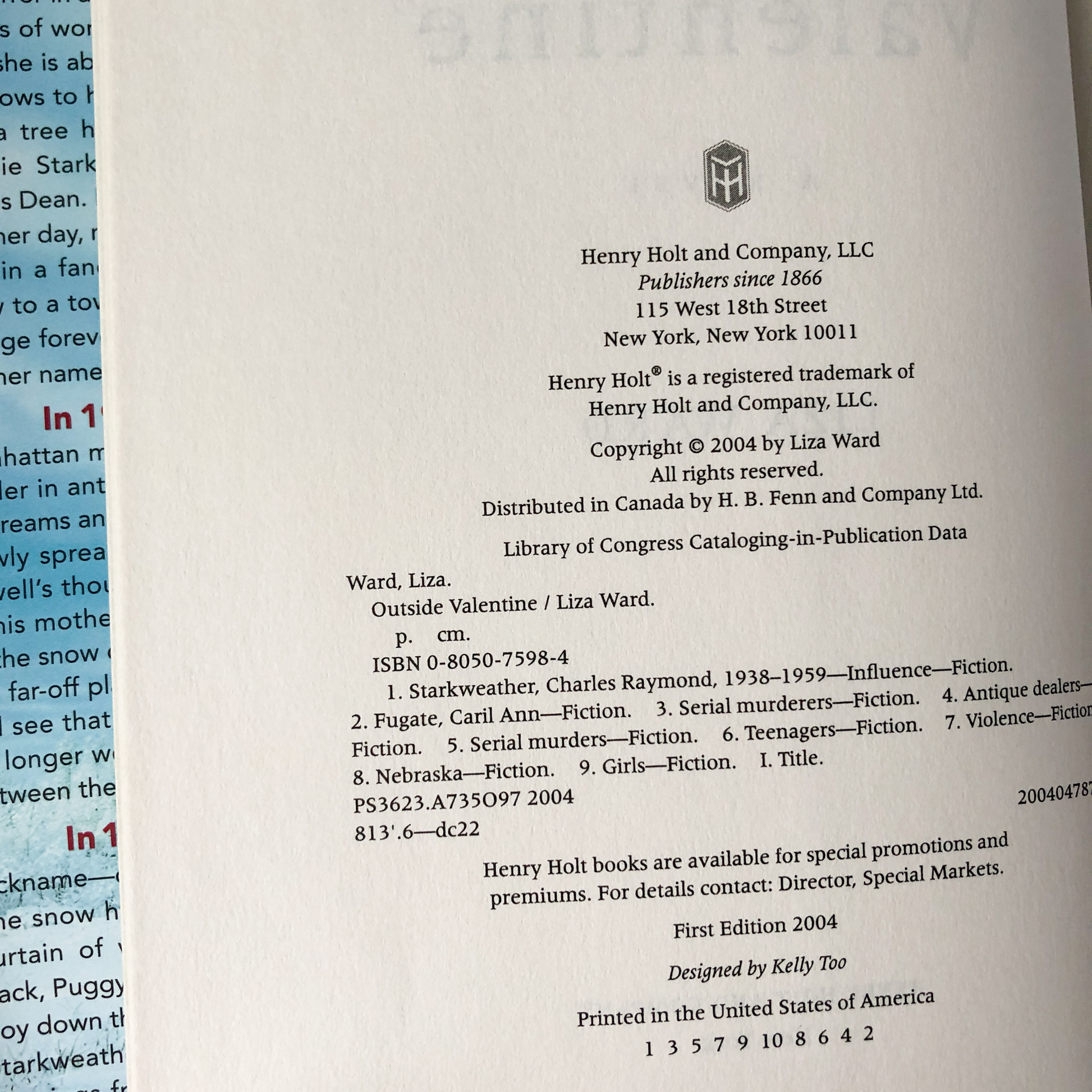 Outside Valentine by Liza Ward [FIRST EDITION / FIRST PRINTING] - Bookshop Apocalypse