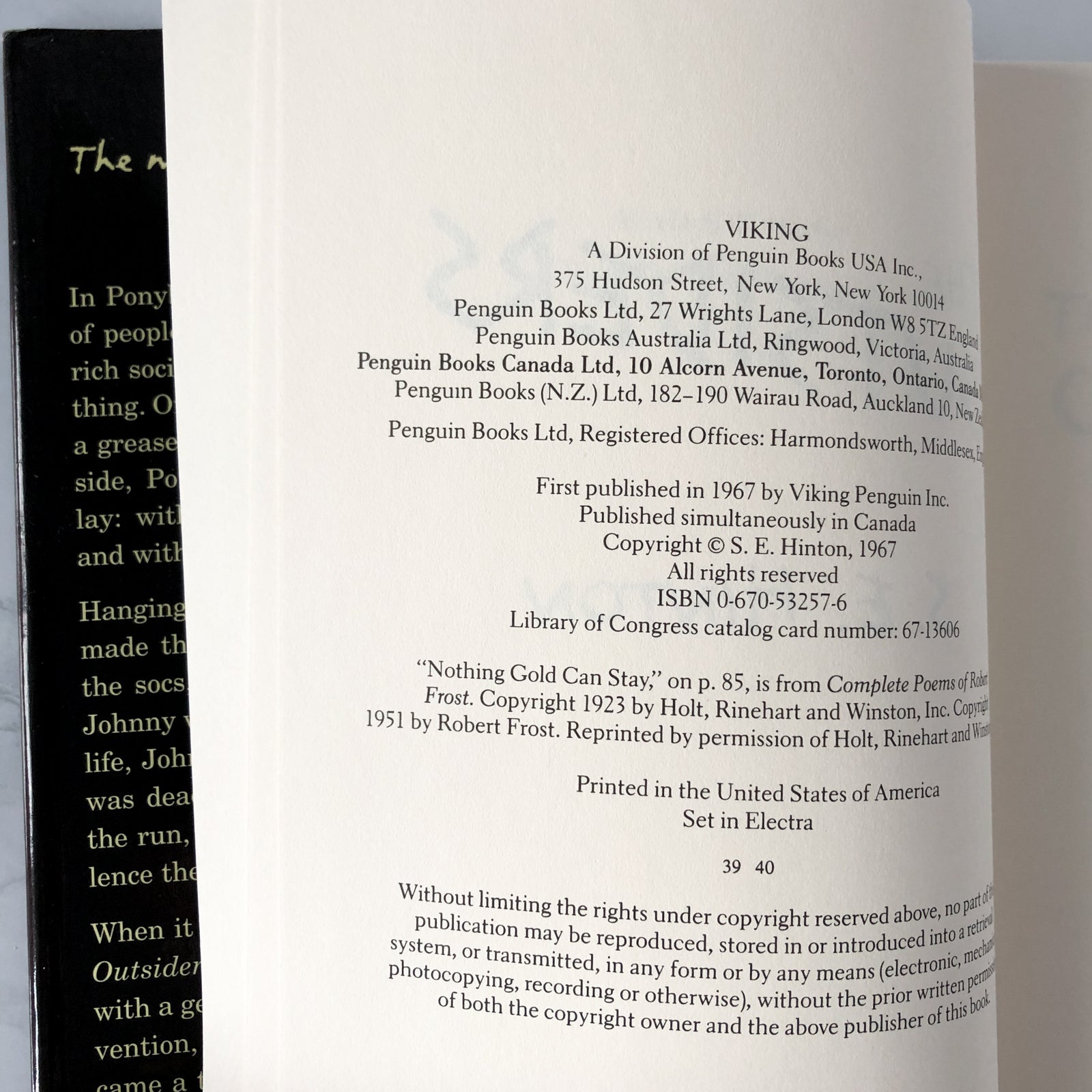 The Outsiders by S.E. Hinton [FIRST EDITION / 40th PRINTING] - Bookshop Apocalypse