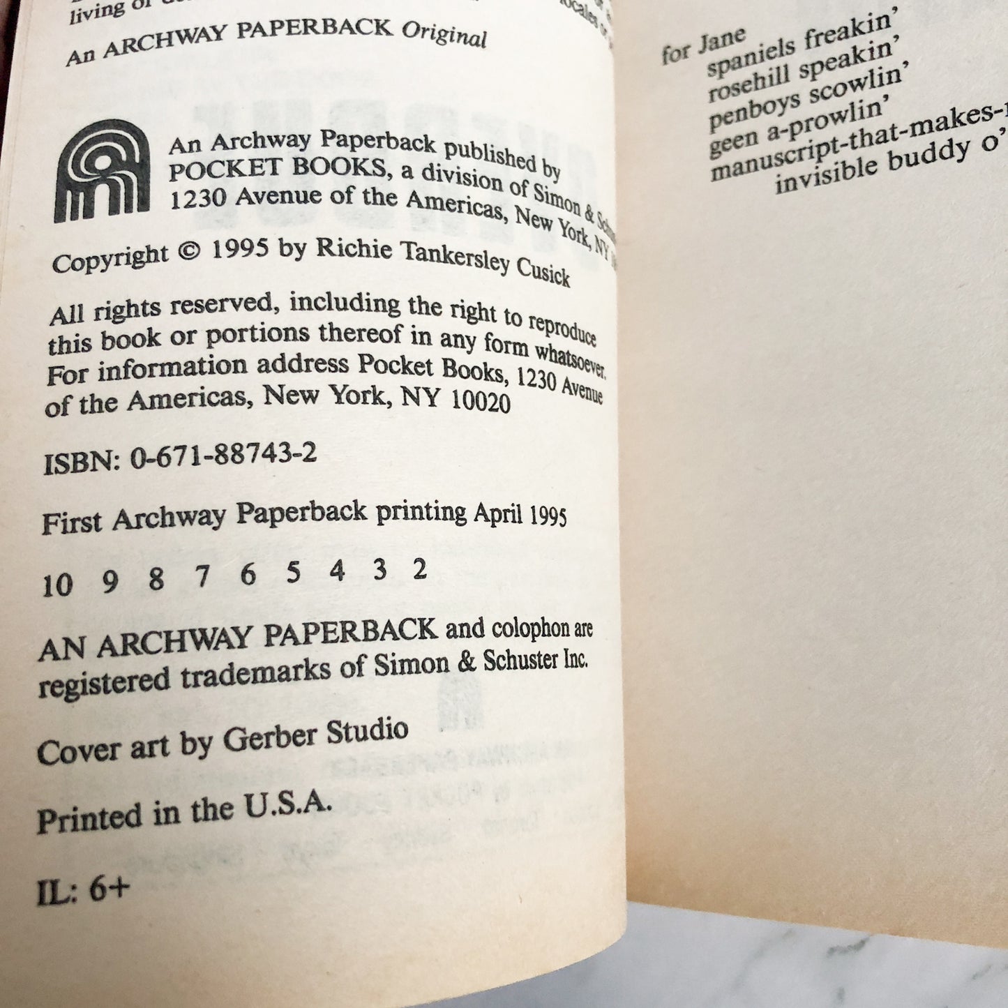 Overdue by Richie Tankersley Cusick [1995 PAPERBACK]