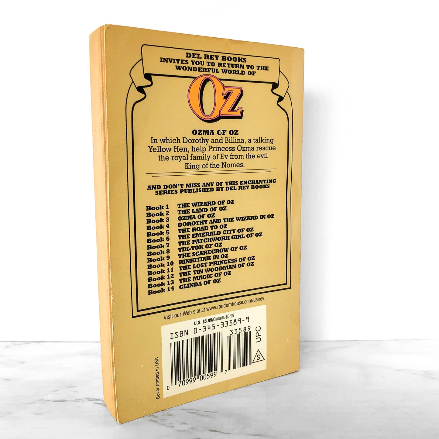 Ozma of Oz by L. Frank Baum [1986 DEL-REY PAPERBACK] Oz #3