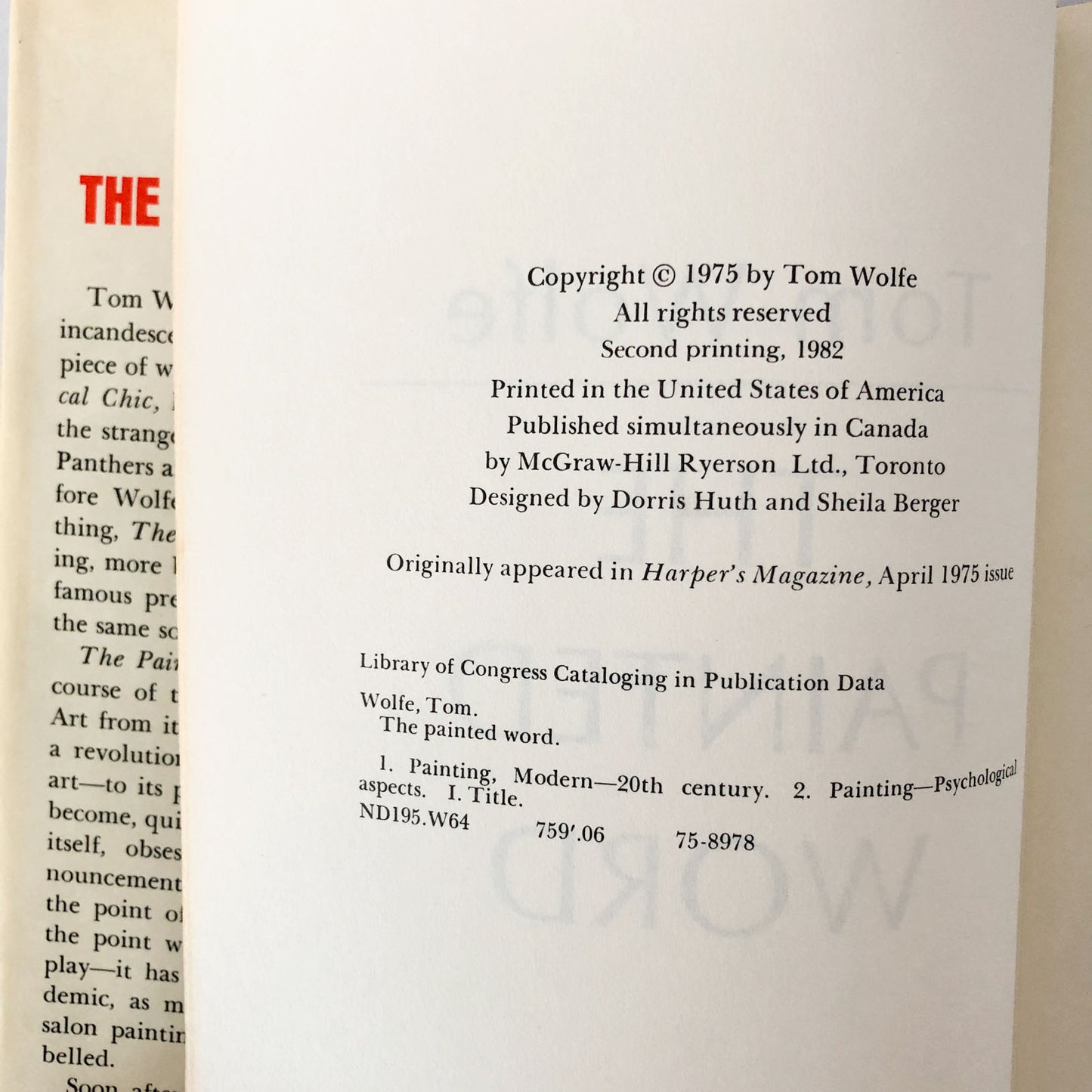 The Painted Word by Tom Wolfe [FIRST EDITION / 1975]