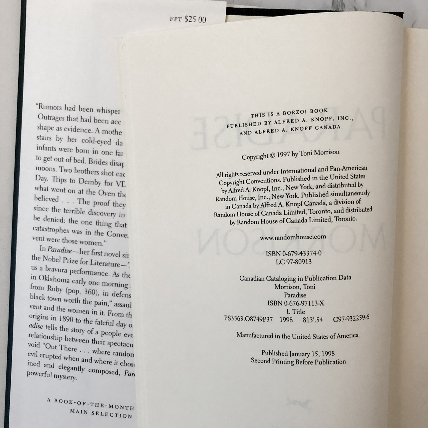 Paradise by Toni Morrison [FIRST EDITION] 1998 • Knopf