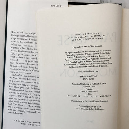 Paradise by Toni Morrison [FIRST EDITION] 1998 • Knopf