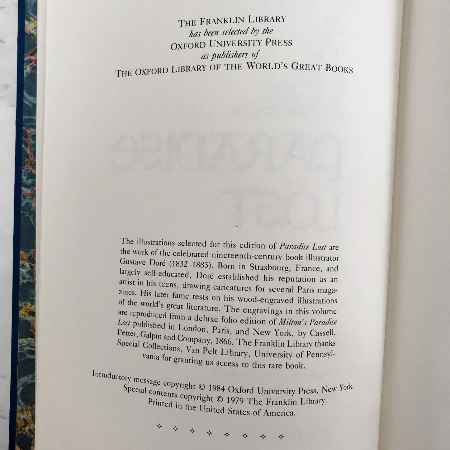 Paradise Lost by John Milton [THE FRANKLIN LIBRARY / 1984]