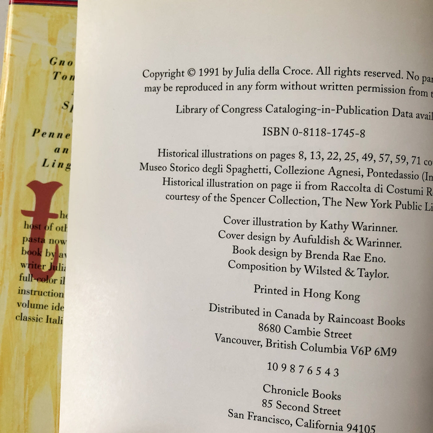 The Pasta Book: Recipes in the Italian Tradition by Julia della Croce SIGNED! [FIRST EDITION / 1991]