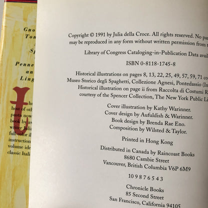 The Pasta Book: Recipes in the Italian Tradition by Julia della Croce SIGNED! [FIRST EDITION / 1991]