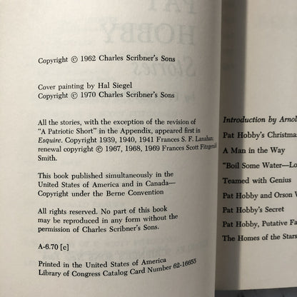 The Pat Hobby Stories by F. Scott Fitzgerald [TRADE PAPERBACK / 1970] - Bookshop Apocalypse