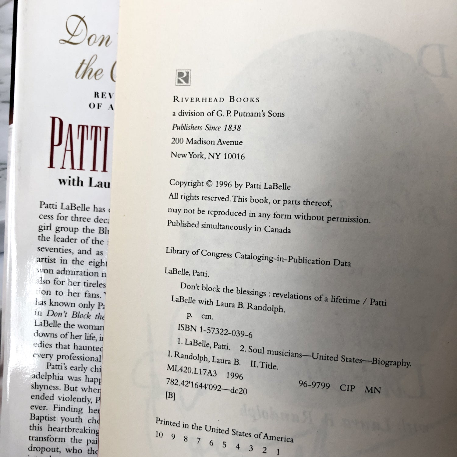 Don't Block The Blessings by Patti LaBelle [SIGNED FIRST EDITION] - Bookshop Apocalypse