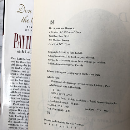Don't Block The Blessings by Patti LaBelle [SIGNED FIRST EDITION] - Bookshop Apocalypse