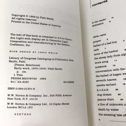 Early Work: 1970-1979 by Patti Smith SIGNED! [FIRST EDITION PAPERBACK] 1994