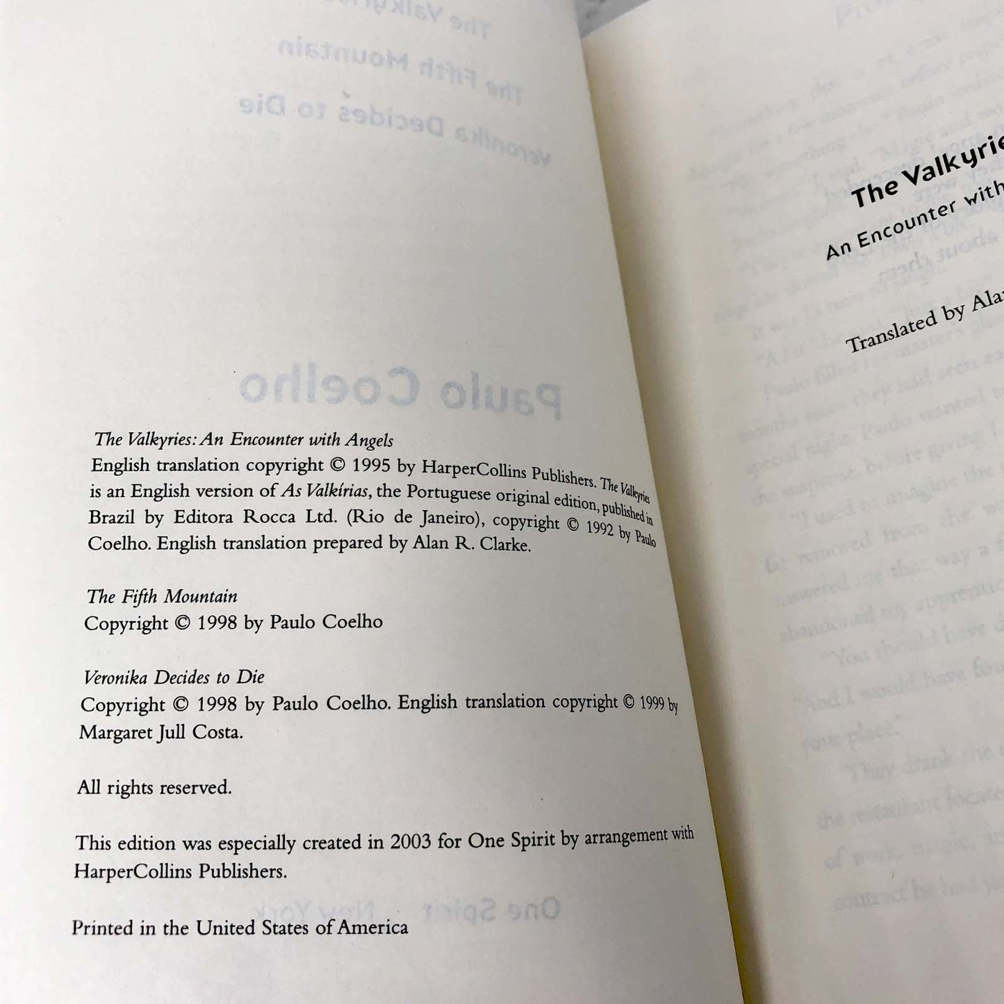 The Valkyries, The Fifth Mountain & Veronika Decides to Dies by Paulo Coelho [TRADE PAPERBACK] 2003