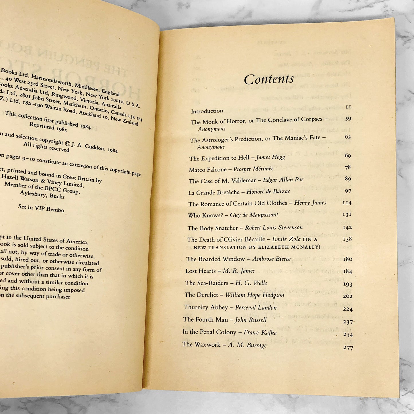 The Penguin Book of Horror Stories edited by J.A. Cuddon [U.K. FIRST EDITION] 1985