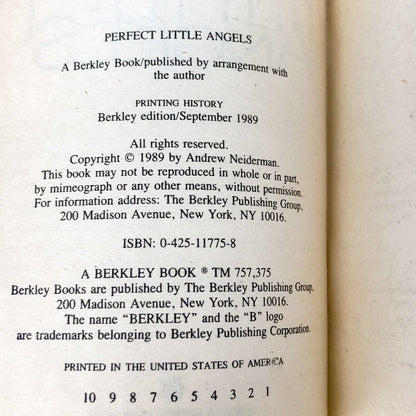 Perfect Little Angels by Andrew Neiderman [FIRST EDITION / FIRST PRINTING] 1989