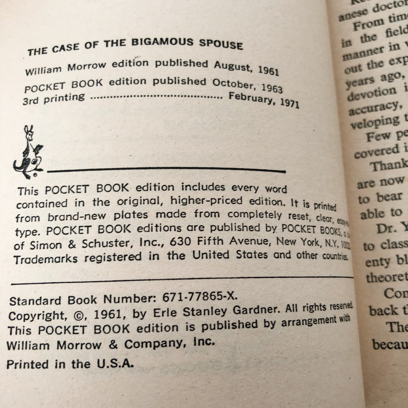 Perry Mason: The Case of the Bigamous Spouse by Erle Stanley Gardner [1971 PAPERBACK]