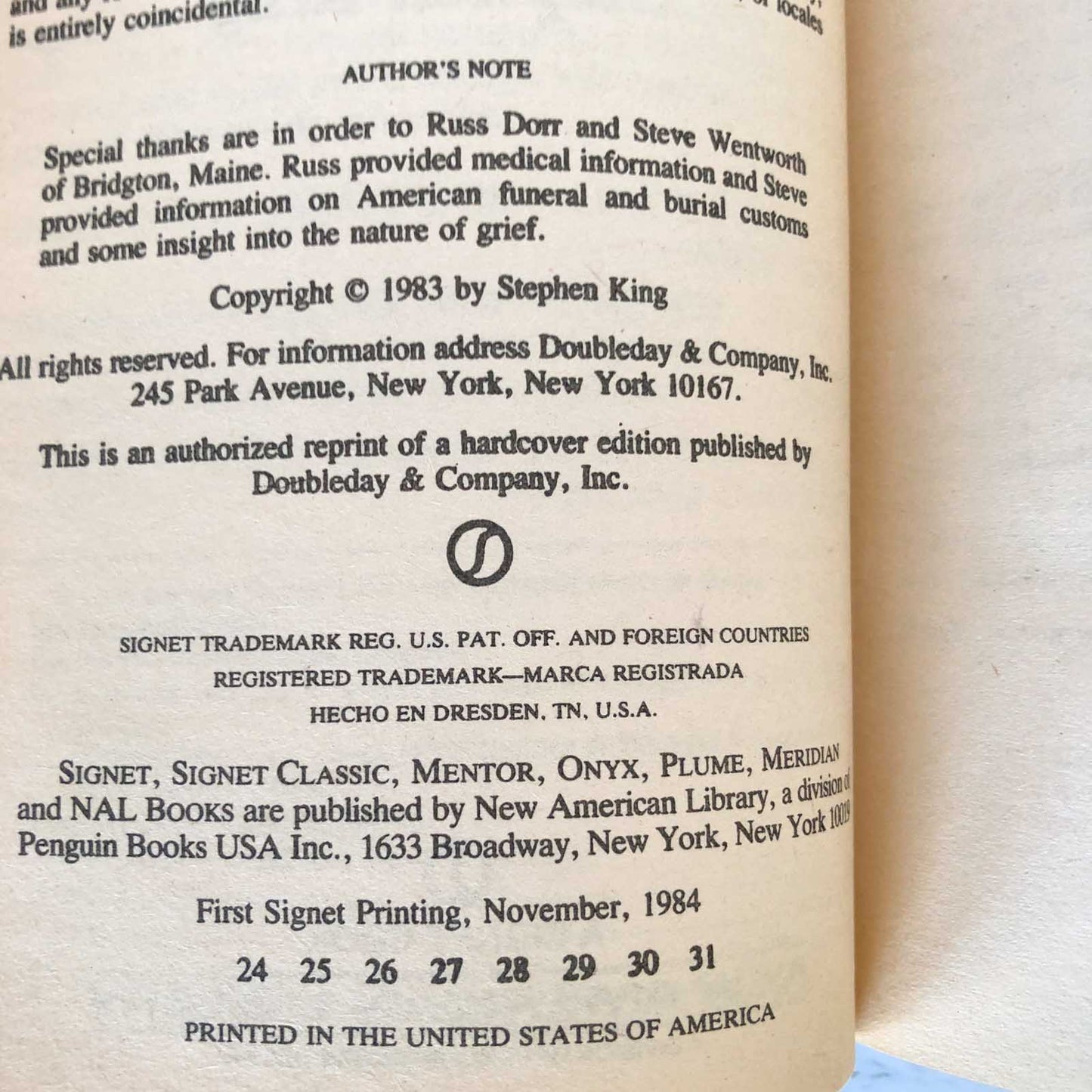 Pet Sematary by Stephen King [1984 PAPERBACK]