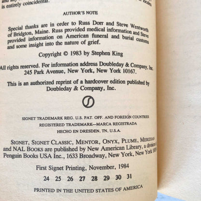 Pet Sematary by Stephen King [1984 PAPERBACK]