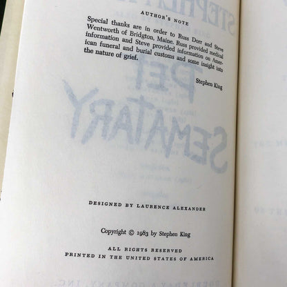 Pet Sematary by Stephen King [1983 HARDCOVER] *See Condition