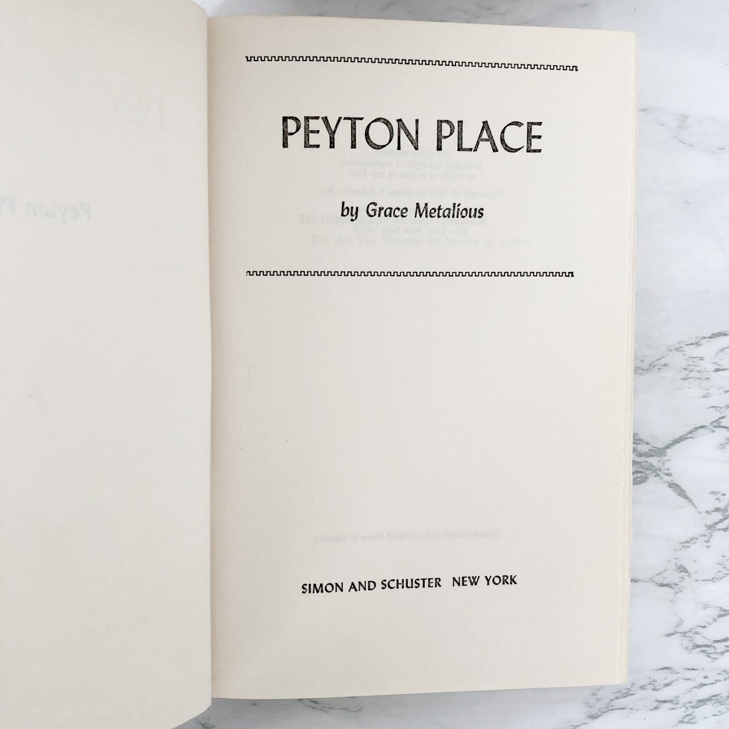 Peyton Place by Grace Metalious [BOOK CLUB EDITION / 1956]